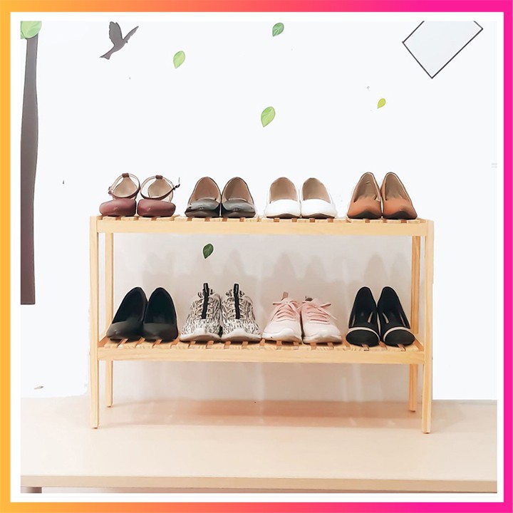 Kệ Để Giày Dép – Kệ Trang Trí 2 Tầng Bằng Gỗ (80*50*26) – H088