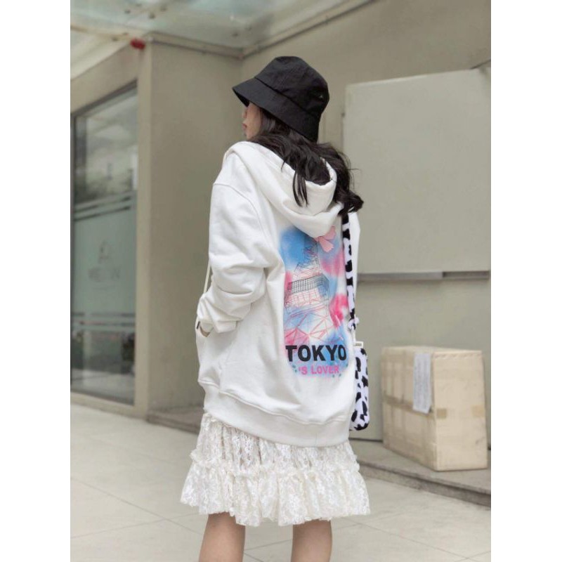 Áo Hoodie Khoác Nỉ Ngoại Zip TOKYO LOVE Form Rộng Unisex Size L, XL