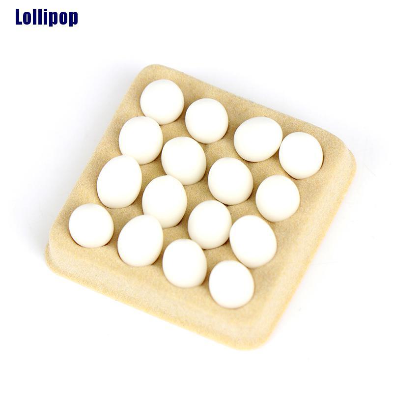 Bộ 16 trứng và khay đựng đồ ăn tỉ lệ 1: 12 cho nhà búp bê