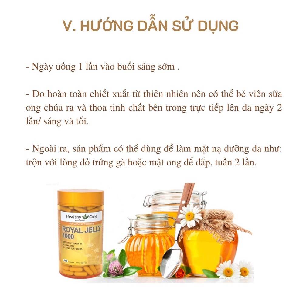 ( Hàng chính hãng) Sữa ong chúa Úc Healthy Care Royal Jelly 1000mg 365 viên - Bồi bổ cơ thể, làm dẹp da