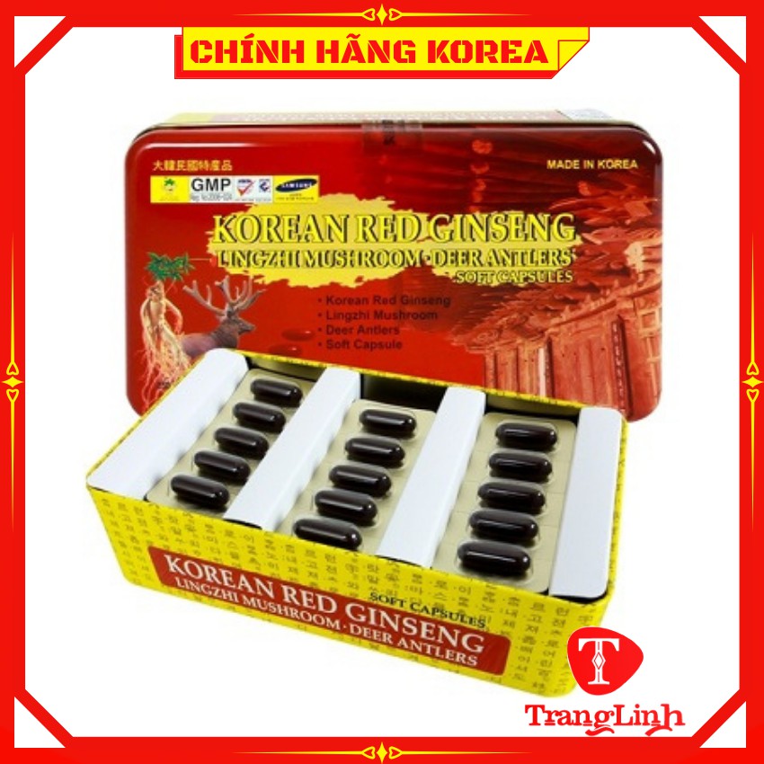 Viên đạm hồng sâm nhung hươu linh chi, hộp 60 viên - Đạm sâm tổng hợp hàn quốc - tranglinhkorea