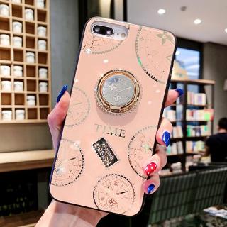 iPhone X Case XR XS MAX 6 6s 7 8 Plus Glitter Clock Pattern Phone Case with Ring Holder