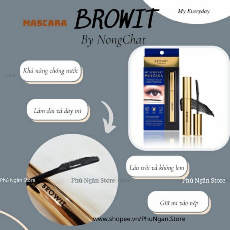 (Sẵn 3 loại-1 đầu, 2 đầu)Chuốt mi Mascara Nongchat hãng BROWIT Thái Lan (2in1 Universal, Professional Dou, My Everyday)