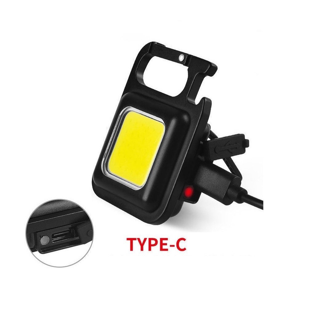 [BẢO HÀNH 1 ĐỔI 1](Tặng kèm móc khoá)Móc chìa khoá đèn pin LED COB mini tích hợp mở bia, chống nước, dùng pin sạc