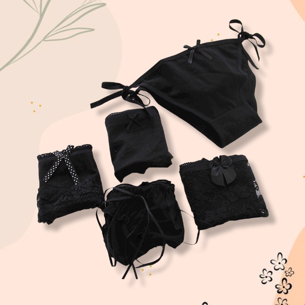 Set 5 quần lót ren đen nữ gồm 5 mẫu khác nhau