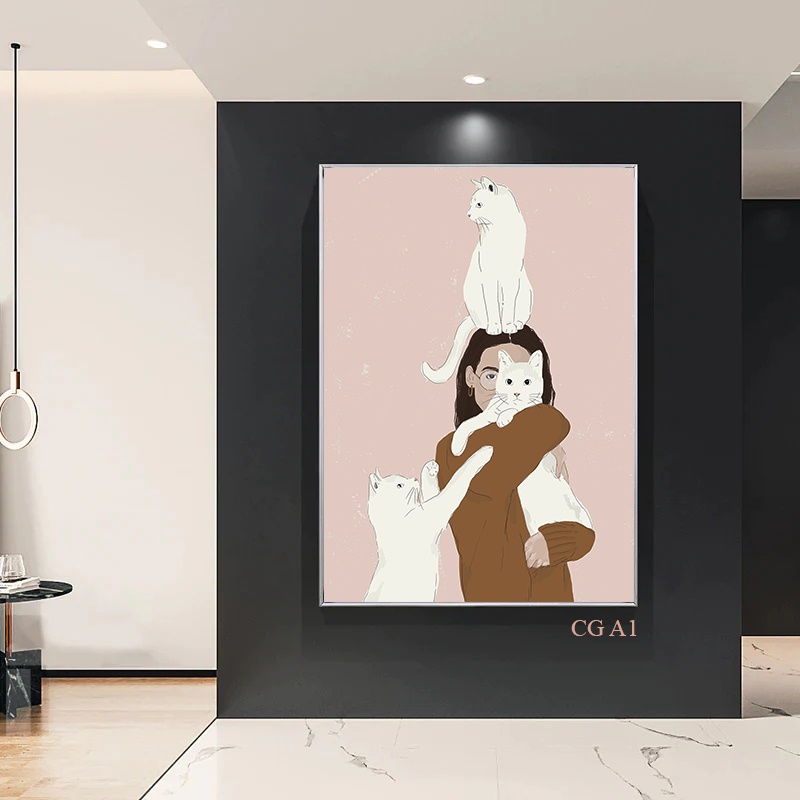 Tranh để kệ, tranh treo tường decor trang trí phong cách boho cây xanh. Tranh có khung và đinh tặng kèm