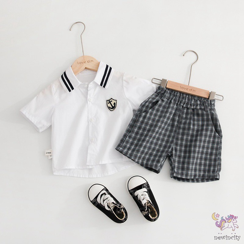 Set Áo Thun Tay Ngắn &amp; Quần Short Giả Váy Cho Bé Trai &amp; Gái