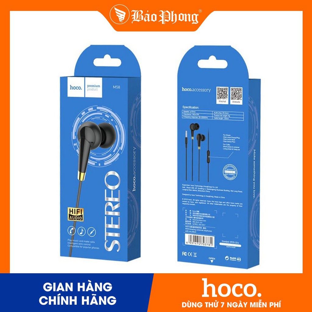 Tai kèm mic HOCO M58 chân 3.5mm