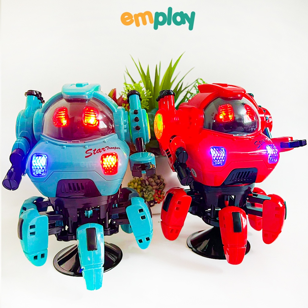 Robot vũ trụ 6 chân cao cấp mới lạ Emplay có đèn led hấp dẫn di chuyển theo nhạc sôi động chất liệu nhựa an toàn cho bé