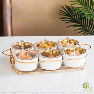 Bộ đựng mứt tết - hộp đựng bánh kẹo sang trọng - khay mứt deli 6 ngăn - azkitchen