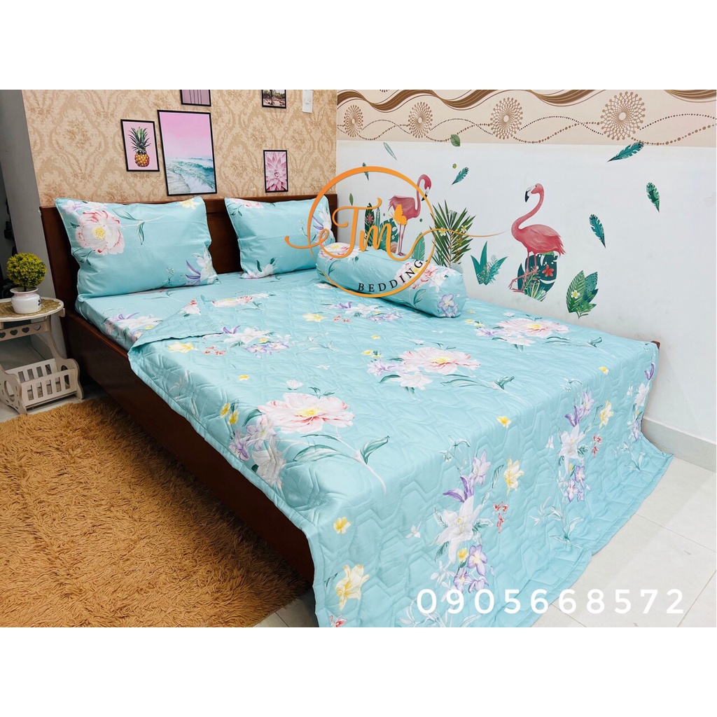 Chăn ga tencel mát lạnh bộ chăn ga 5 món có chăn chần gỏn mền mịn nhẹ nhàng | BigBuy360 - bigbuy360.vn