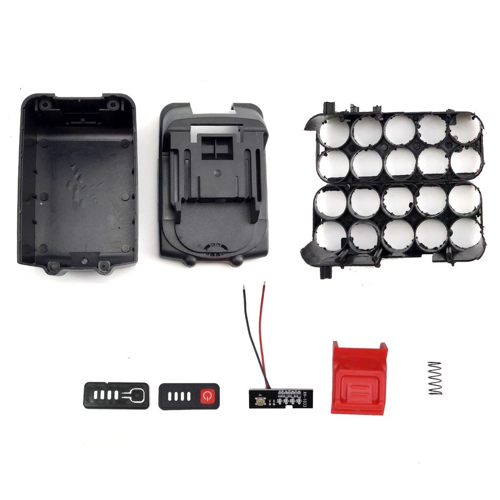 Vỏ pin 10 cell 2 hàng, 15 cell 3 hàng thông dụng nhất hiện nay Makita 18v kèm lò xo