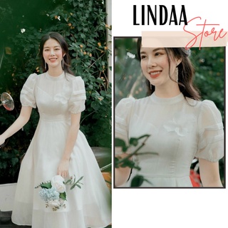 ĐẦM DỰ TIỆC MIDI CỔ LỌ TAY PHỒNG PHIPHI DRESS
