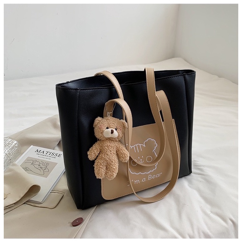 [Tặng móc gấu] 🦋 Túi tote da, túi xách nữ thời trang đi học đi làm xinh xắn hình gấu  Đựng đồ thoải mái 🦄 HÀNG CÓ SẴN