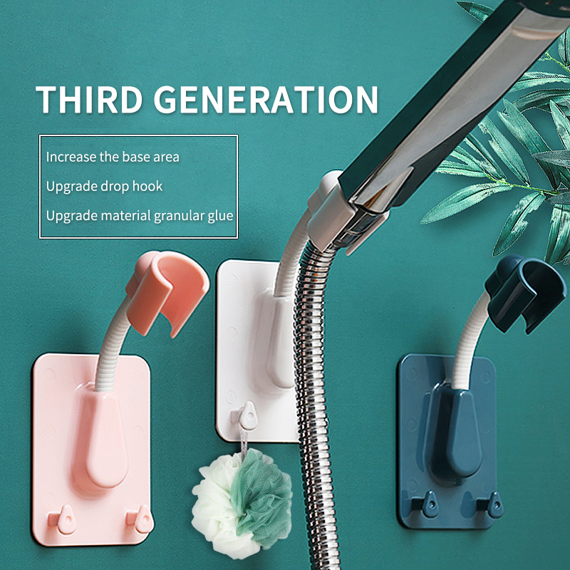 Giá đỡ vòi sen dán tường có thể xoay 360 độ với 2 móc tùy chọn màu sắc