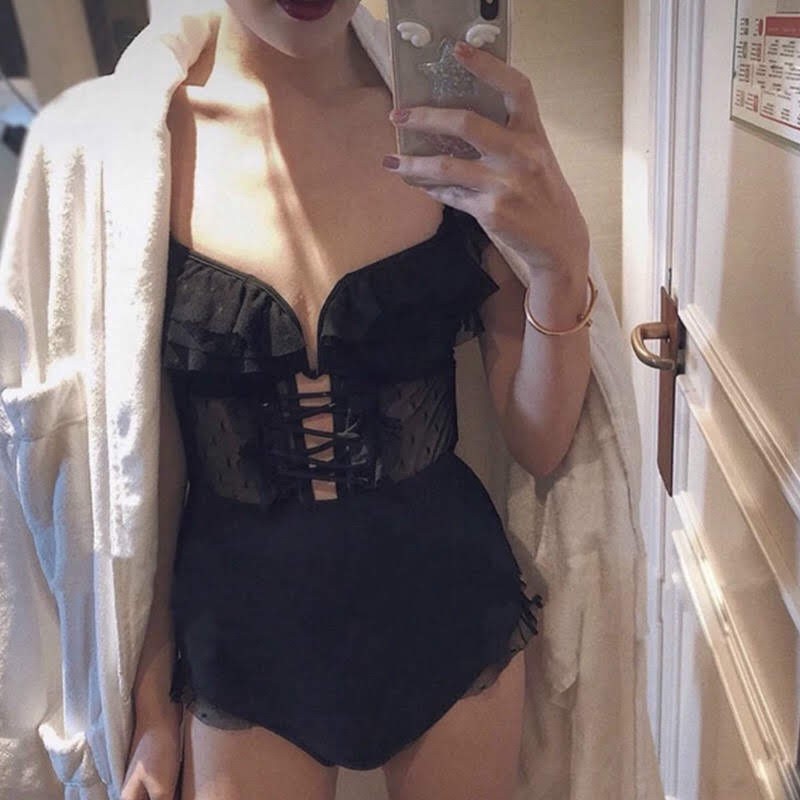 [Có sẵn] Bikini Đồ bơi Corset ren lưới chấm bi Sexy - BK1540 | BigBuy360 - bigbuy360.vn