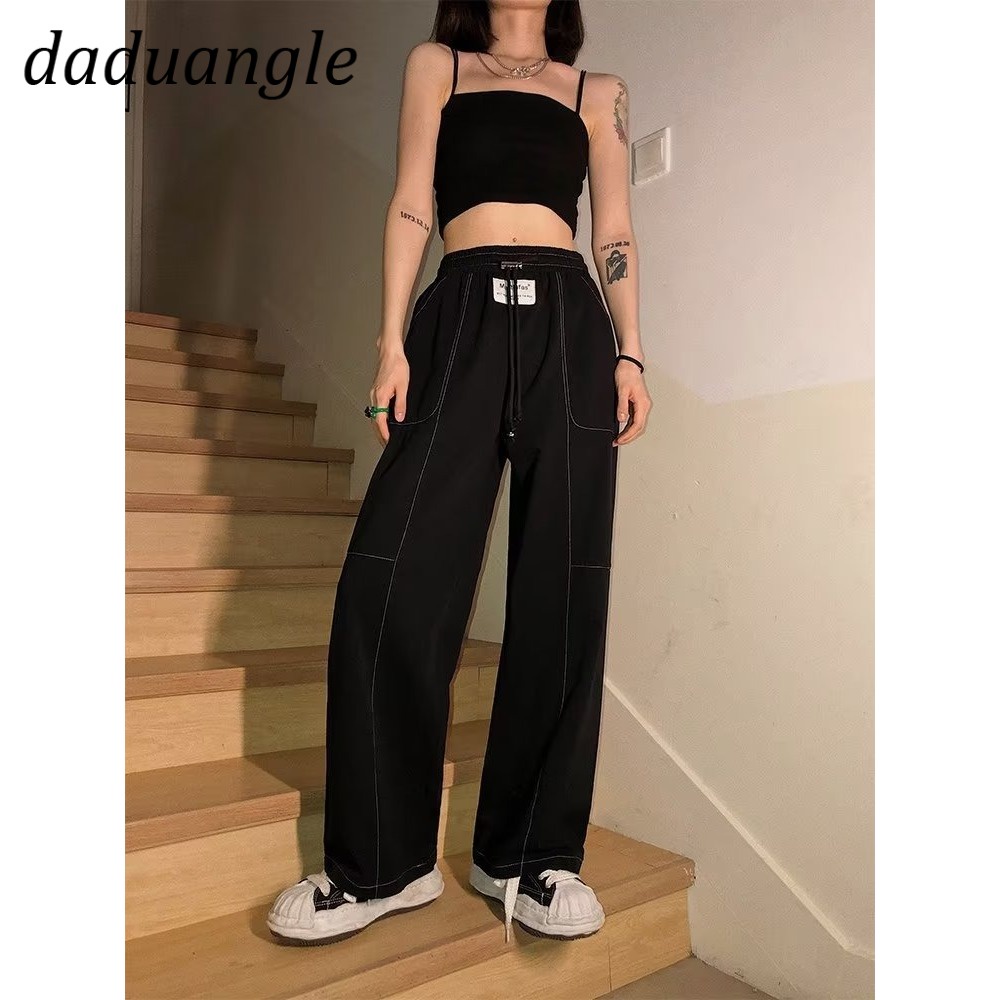 Quần jean DADUHEY lưng cao ống rộng size lớn phong cách Hàn Quốc thời trang mới dành cho nữ