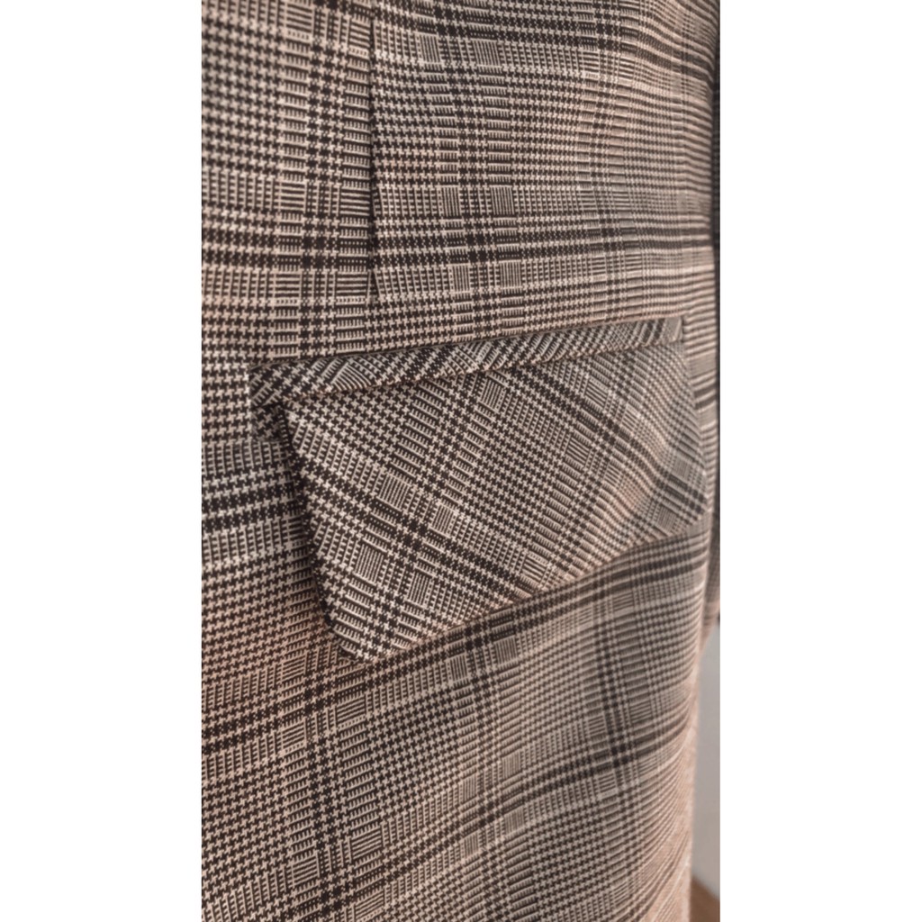 [ẢNH TỰ CHỤP-VIDEO TỰ QUAY] Áo Blaze trơn-kẻ-màu be-hồng nude-kẻ nâu tây-Hàn Quốc | BigBuy360 - bigbuy360.vn