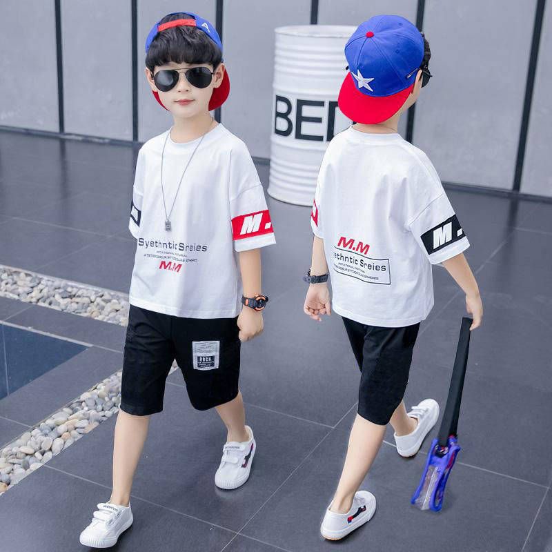 Set Áo Thun Ngắn Tay+Quần Short Phong Cách Hip Hop Thời Trang Mùa Hè Cho Bé Trai Từ 2-3-4-5-6-7-9-9-10 Tuổi