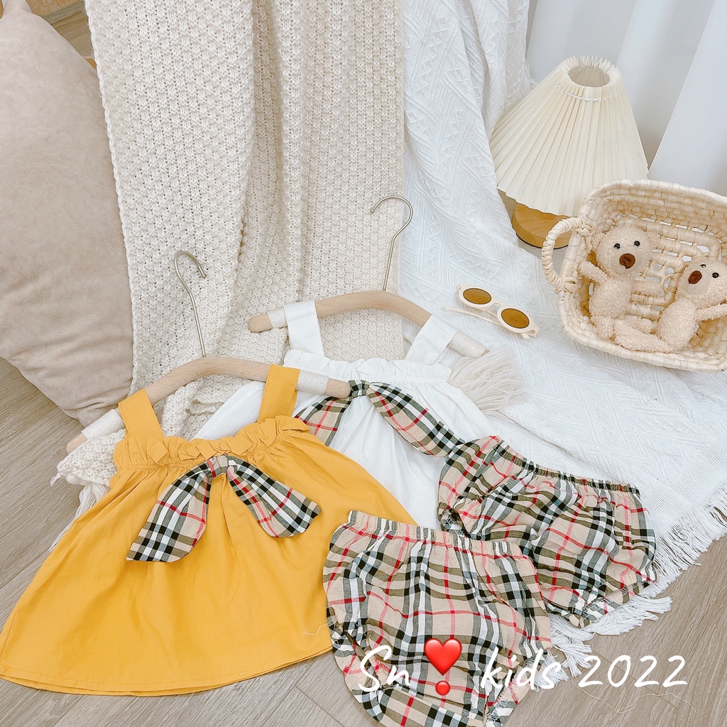 Bộ bèo khuy sát nách 2 dây cho bé gái dễ thương 8-20kg
