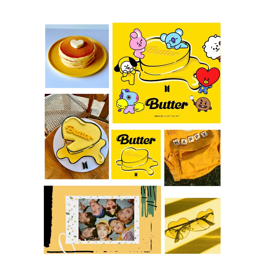 Set Sticker BTS Butter Theme - Bullet Journal Sticker - Trang Trí Sổ - In Sắc Nét - Có Sẵn Keo Dán - Bền Màu