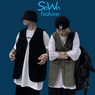 Áo gile unisex SownFashion form rộng Gi lê Basic Tea nam nữ oversize phong cách ulzzang, Áo khoác ngoài có túi trước