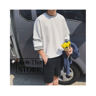 [VẢI XỊN+KÈM HÌNH THẬT] Áo thun nam tay lỡ Unisex Overtee Longtee Rách tay trắng sọc