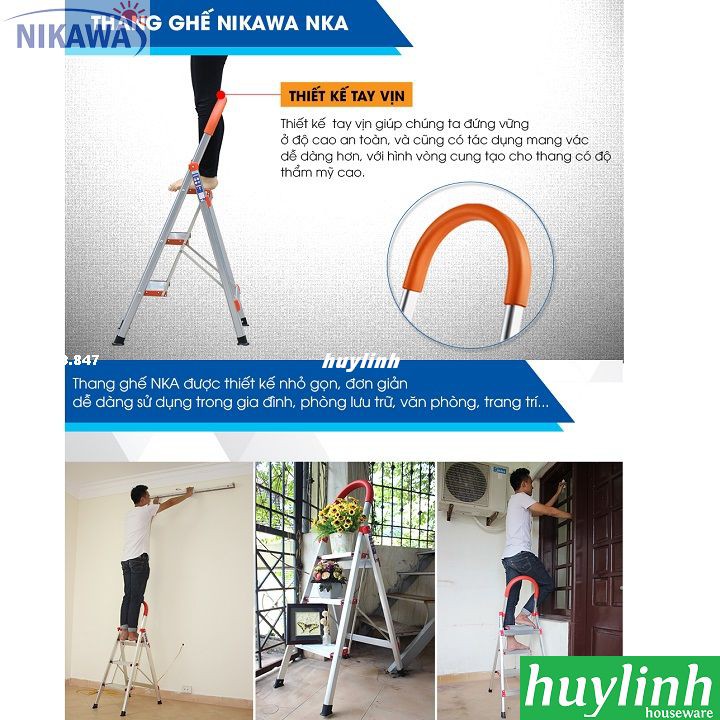 Thang nhôm ghế Nikawa NKA-04 - 4 bậc