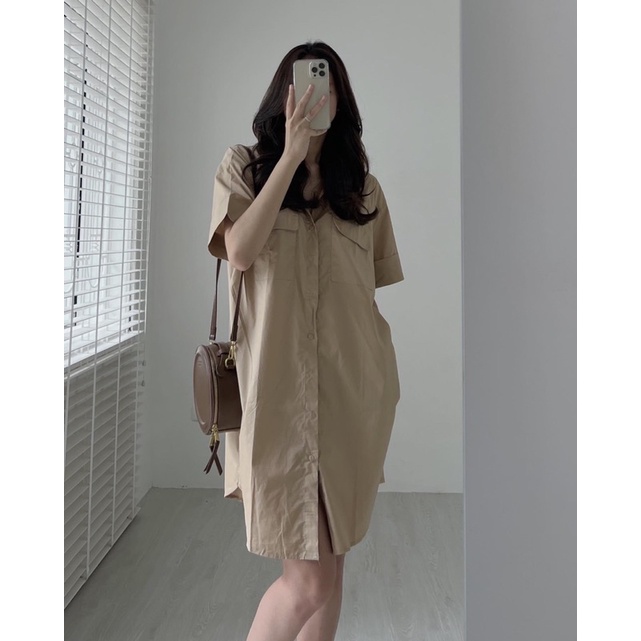 Váy sơ mi dáng dài trơn mã V05