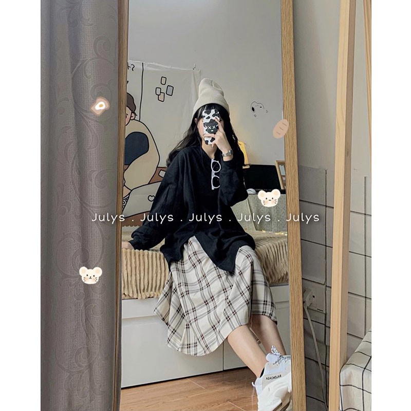 Chân Váy Kẻ Dáng Suông Vintage Quảng Châu Hàng Loại 1 M3111-Violet | BigBuy360 - bigbuy360.vn