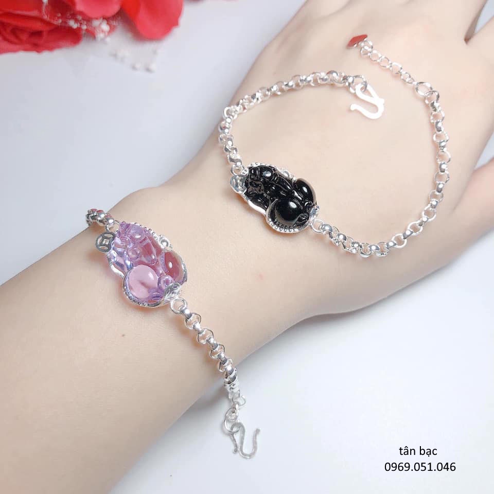 lắc tay tỳ hưu , gắn đá phong thủy may mắn , vòng tay nghê đủ màu