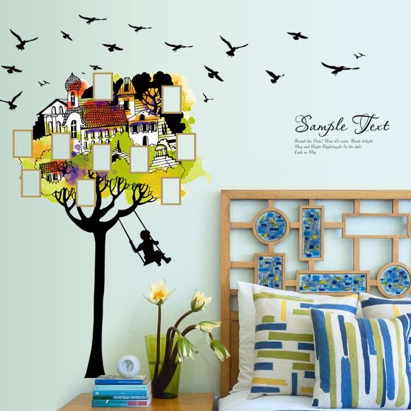 Decal dán tường cây treo khung hình Sample text cho bé