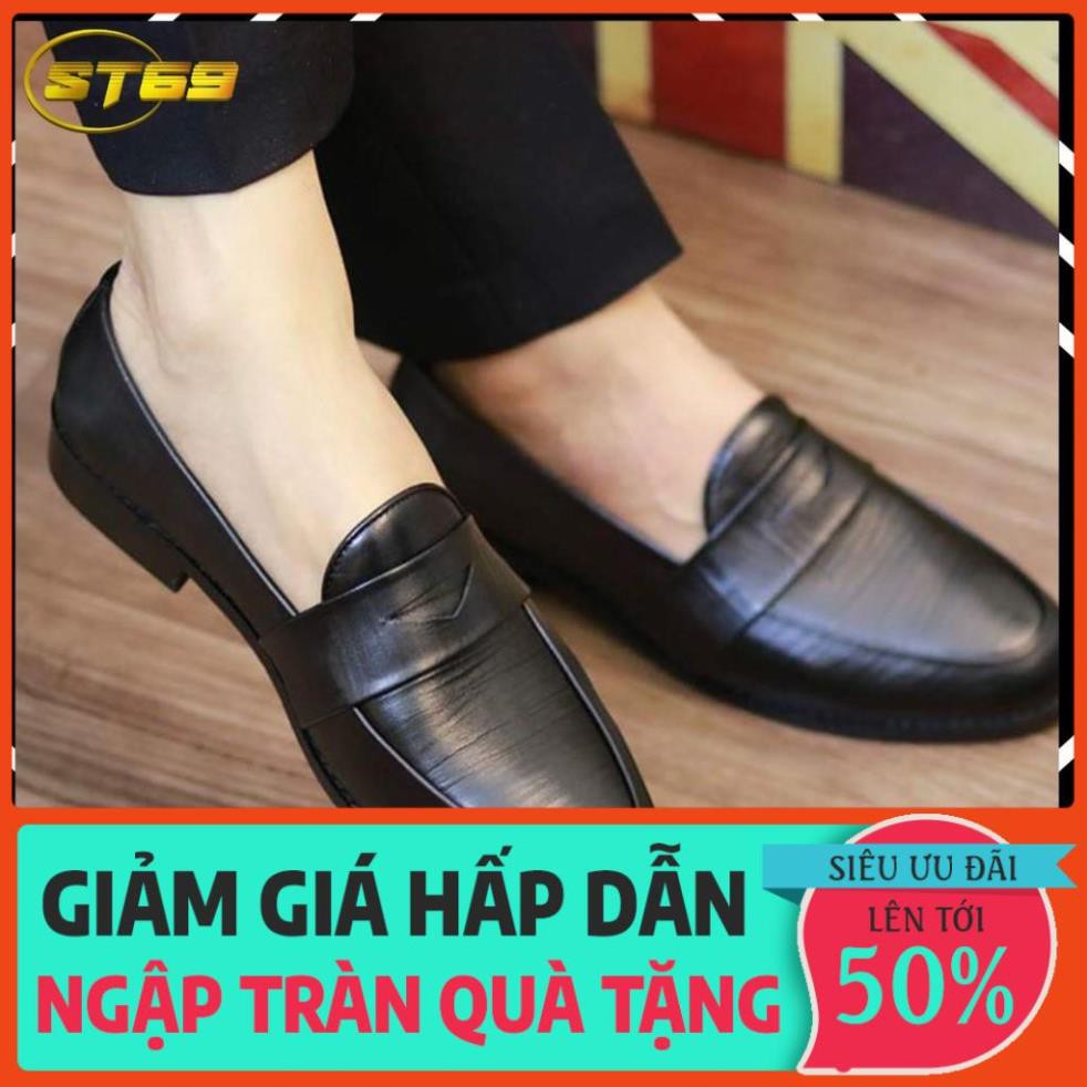Giày Lười Nam-Giày Tây công sở-Kiểu Dáng Hàn Quốc đế cao su tăng chiều cao 3CM-Chính Hãng ST69 FA