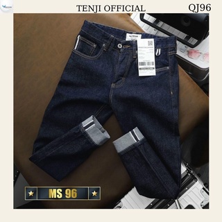 Quần jean nam TENJI xanh chất bò co dãn họa tiết trơn kiểu dáng kinny cá tính QJ96 size (28 - 32 +34)