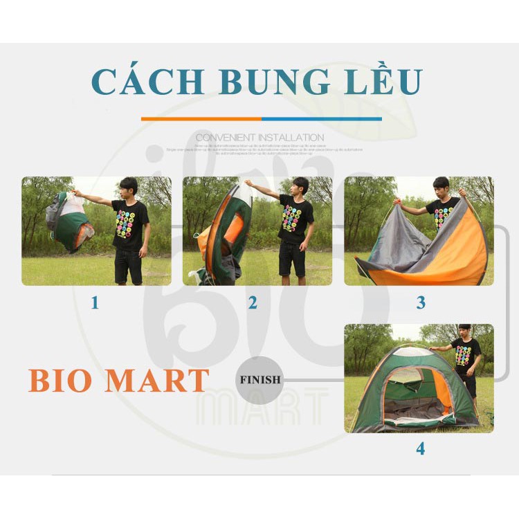 Lều cắm trại tự bung 2 lớp cao cấp - Lều dã ngoại chống nước, chống tia tử ngoại dành cho 4-6 người – BIO37