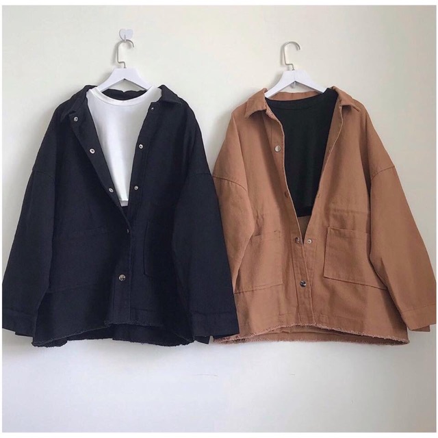 Áo khoác Kaki Punmàu NÂU/ĐEN/ Nam nữ UNISEX/FREESHIP 99K ❤️