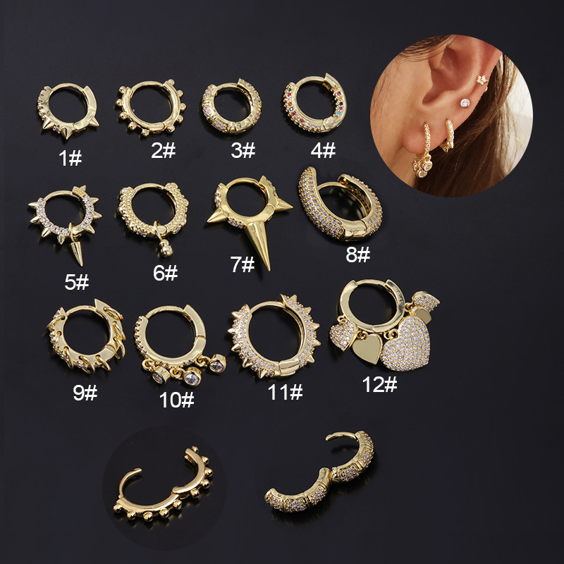 Hoa tai bằng đồng đính đá zircon 9mm
