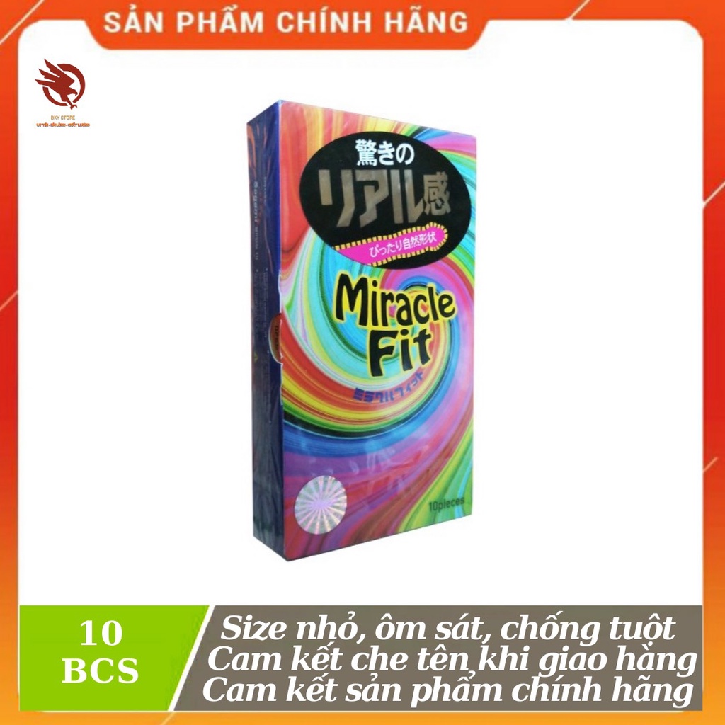 [ CHÍNH HÃNG ] - Bao cao su Sagami Miracle Fit siêu mỏng, size nhỏ 49, ôm khít tăng kích thích - Hôp 10 cái