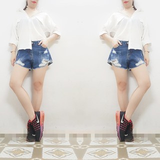 Quần short jeans rách logo Oldnavy