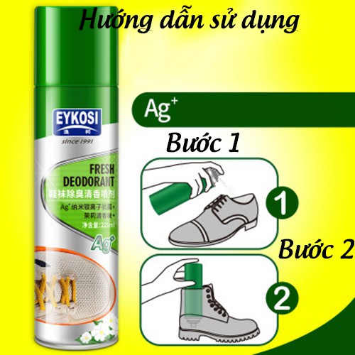 Bình xịt lưu hương chống thối chân, khử mùi giày EYKOSI XIMO, kháng khuẩn, công nghệ Bạc ion (VSG08)