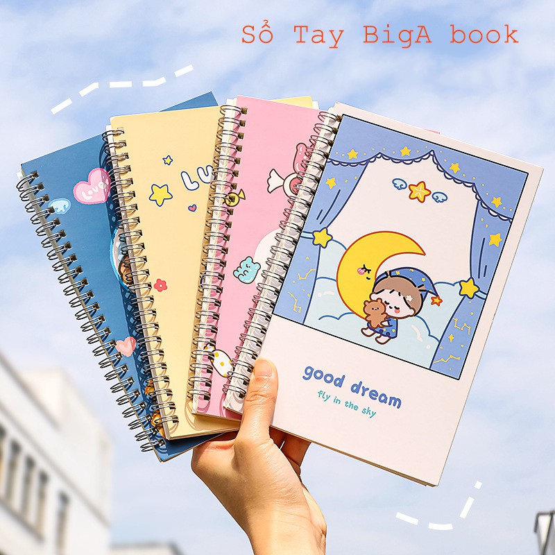 Sổ còng A5 học sinh sổ tay ghi chép dày 120 trang cuốn sổ nhật ký vintage nhỏ dễ thương hoạt hình