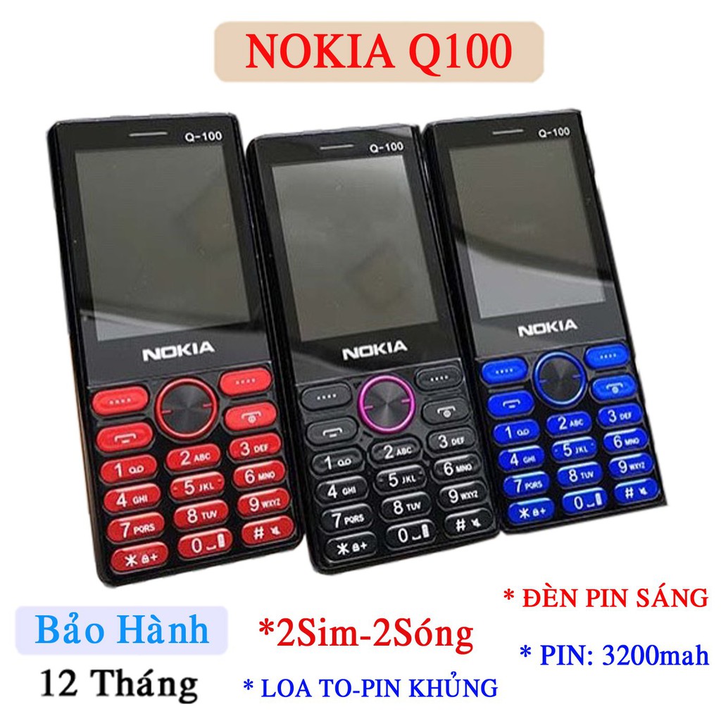 Điện thoại Nokia Q100 siêu rẻ - 2Sim và 2 Sim - Pin sạc đủ - Bảo Hành 12 tháng