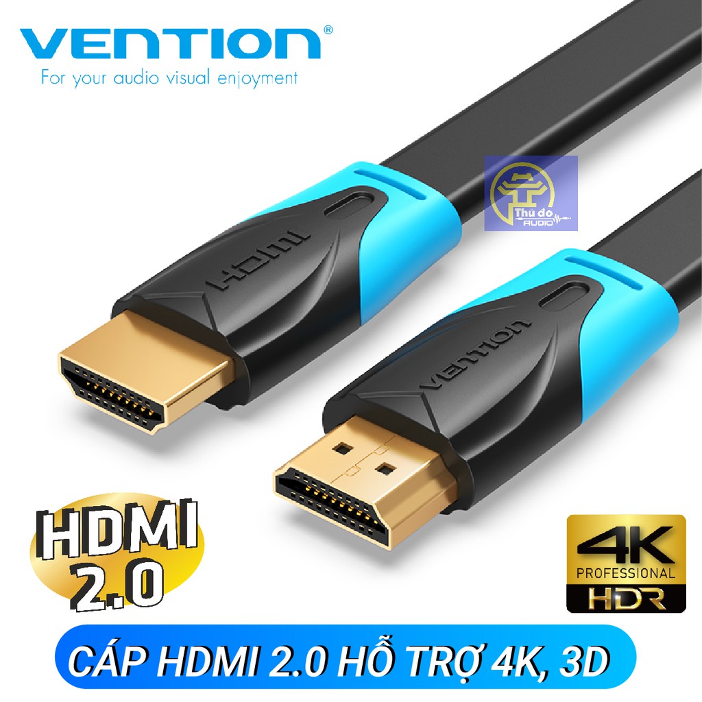 Dây Cáp HDMI Cao cấp VENTION 3D 4K Tốc Độ Cao Dạng Dẹt Đầu Mạ Vàng Cho Notebook/Máy Chiếu/TV/VR