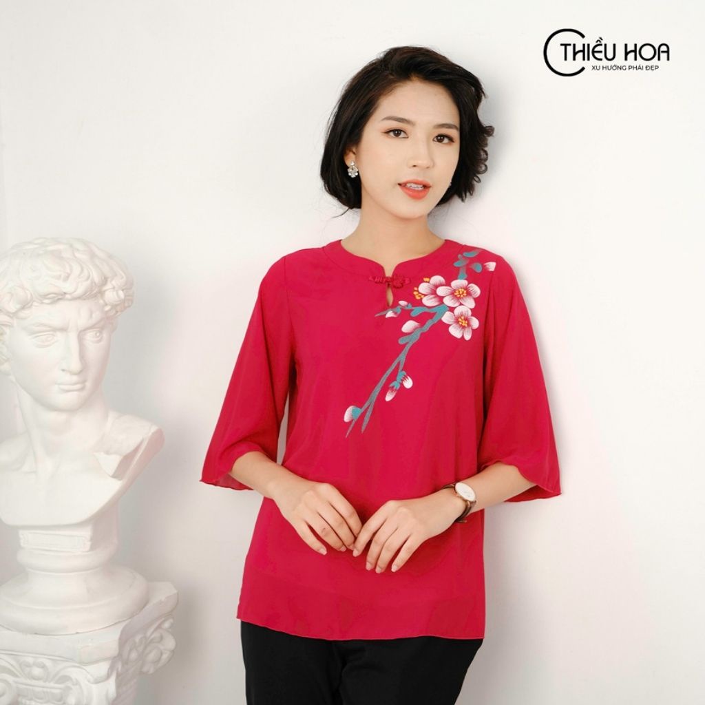 Áo Trung Niên Nữ Phong Cách Thanh Lịch Cho Phụ Nữ Tuổi Trung Niên Thương Hiệu Thiều Hoa K667