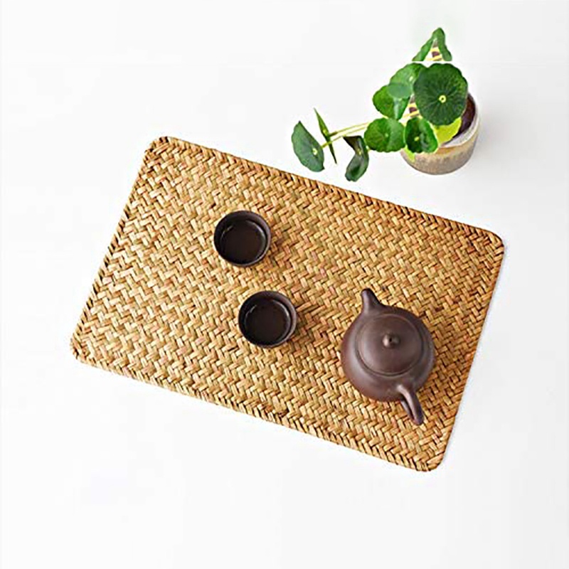 Bộ 3 Tấm Lót Bàn Ăn Bằng Cỏ Biển Tự Nhiên Hình Chữ Nhật 17.7inch x 12inch