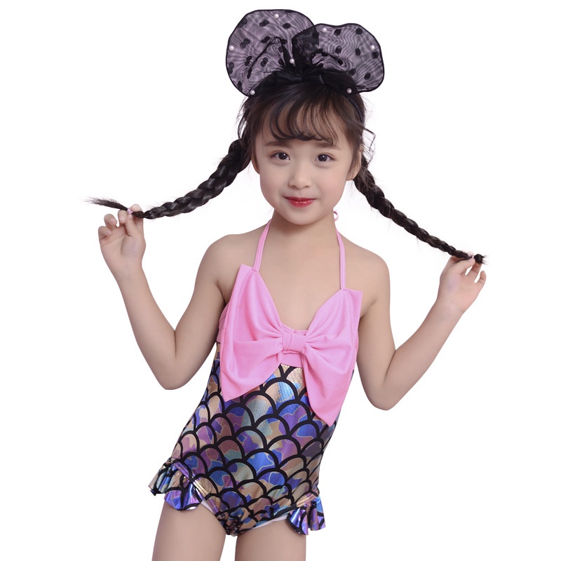 Bộ đồ bơi cho bé gái Trẻ em bikini một mảnh hình nơ nàng tiên cá thiết kế flash Áo tắm Đồ bơi cho bé Quần áo bơi AKKU