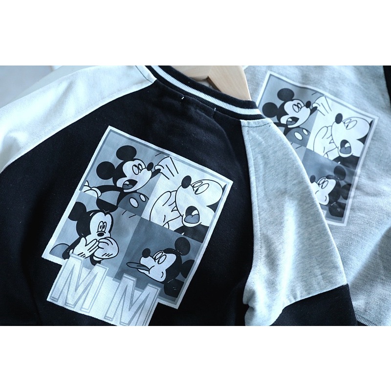 Áo khoác nỉ bóng chày mỏng Mickey cho bé