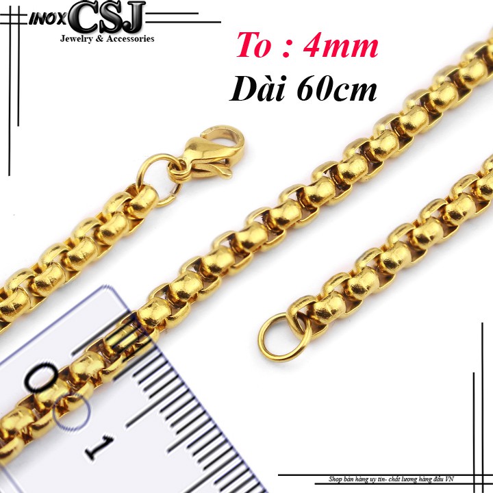 DÂY CHUYỀN INOX NAM BÔNG DỪA KHÍT  MẠ VÀNG 3 LỚP KĨ KHÔNG ĐEN