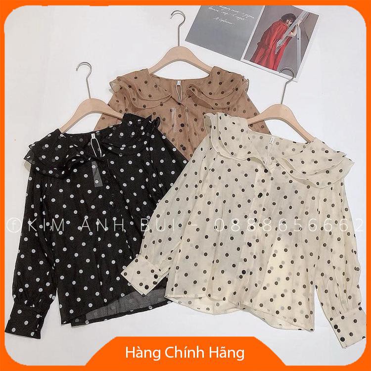 Áo bi bèo Cổ sen quảng châu xinh xắn Đen Nâu XBDRMVV9