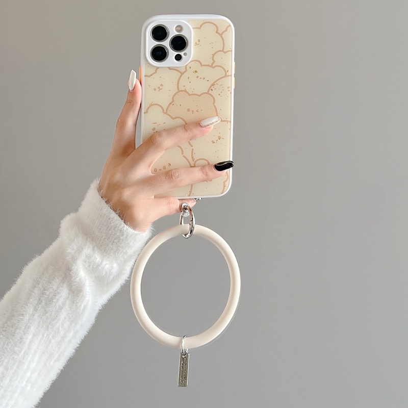 Ốp Điện Thoại Silicon Họa Tiết Chú Gấu Kèm Vòng Đeo Tay Cho iPhone 13 12 11 Pro Max Xs XR X Xs Max